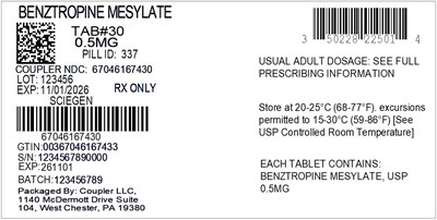 Label (50228 225 01 Benztropine 0.5mg 67046 1674 30)